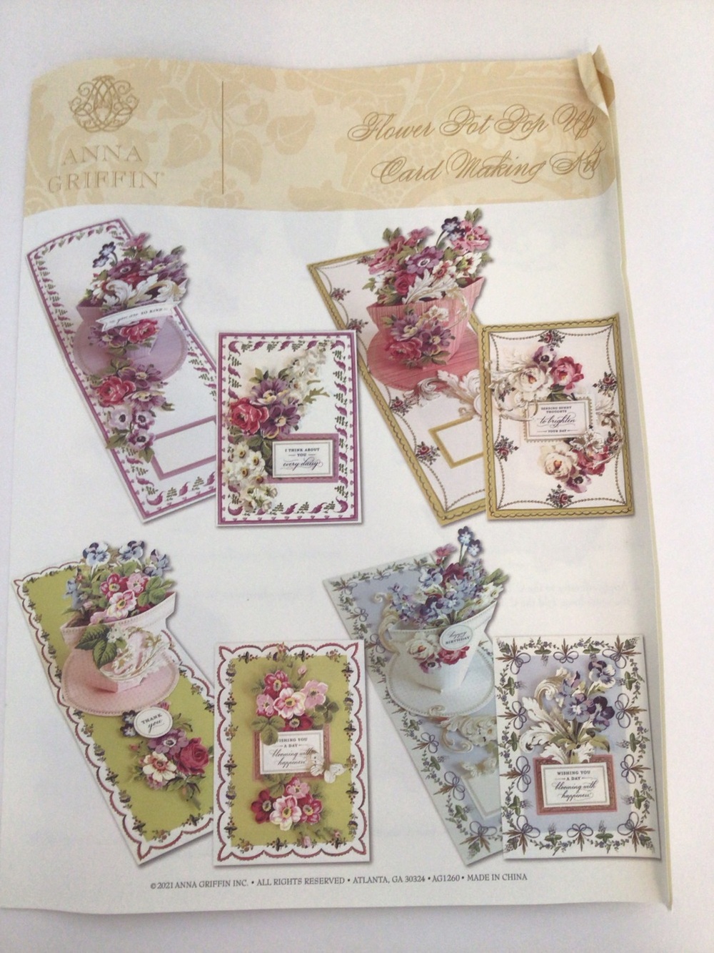 Anna Griffin Flower Pot Pop Up Card Kit AG1260 Makes 20 Cards COMPLETE UNUSED - Picture 5 of 16